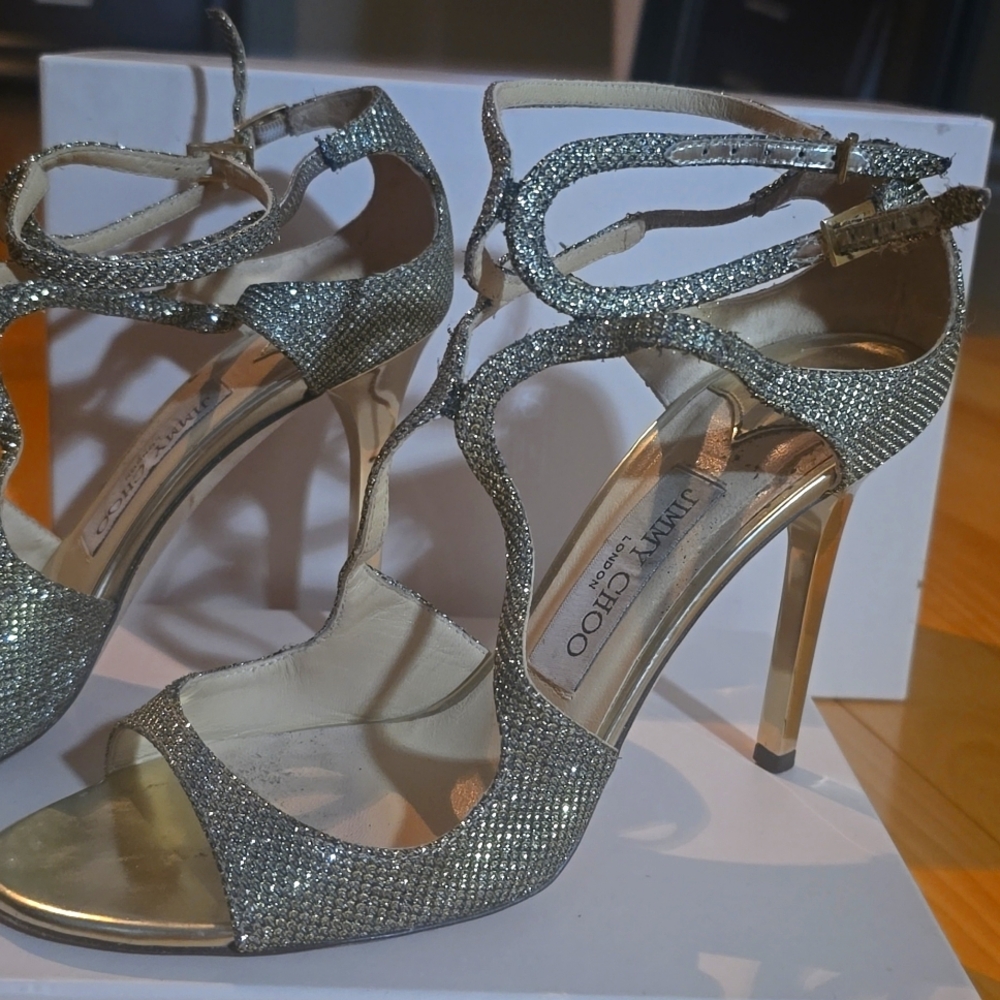 Jimmy Choo Glittering Silver Heels